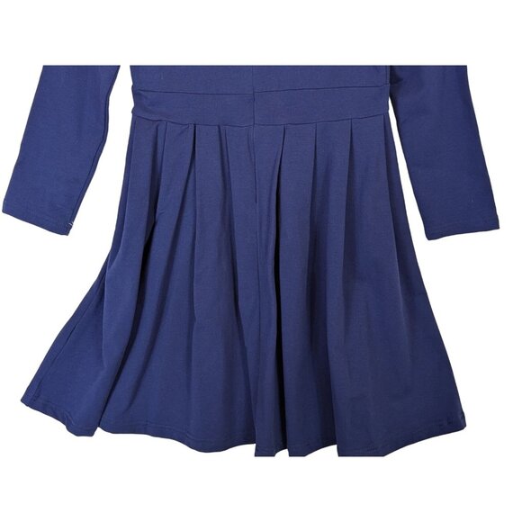 Happy Rose Girls size 10 Navy Cotton Knit Dress Crouched Lace Collar Stunning - Picture 13 of 14